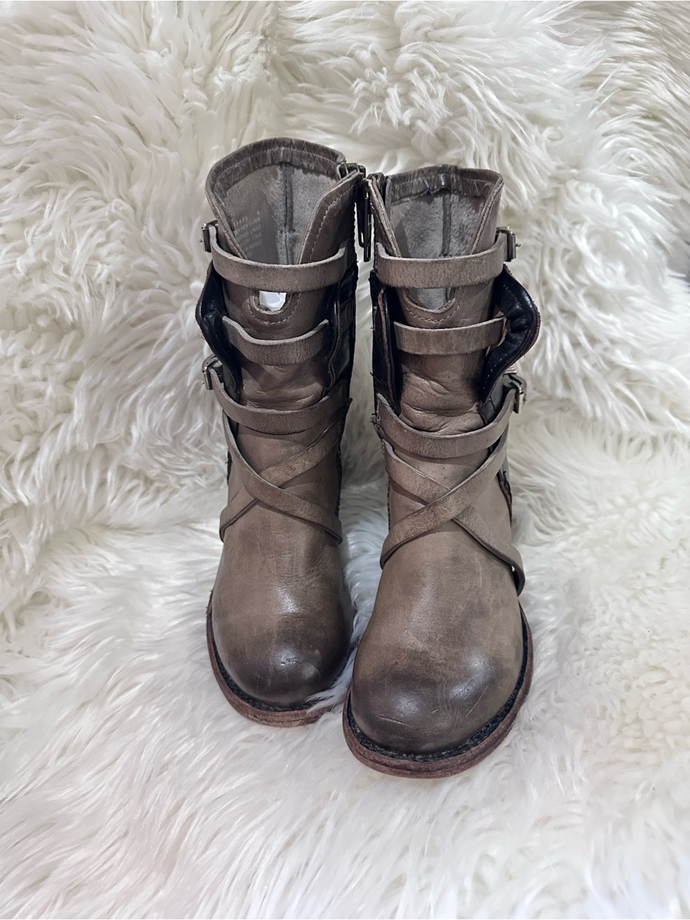 Freebird Baker Taupe Strappy Combat Boots - Women